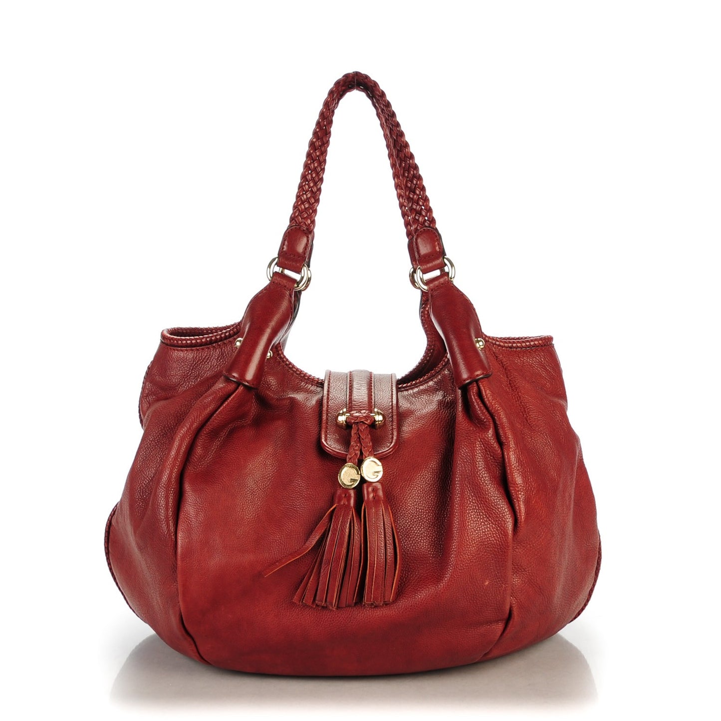 Pebbled Calfskin Medium Marrakech Shoulder Bag Red