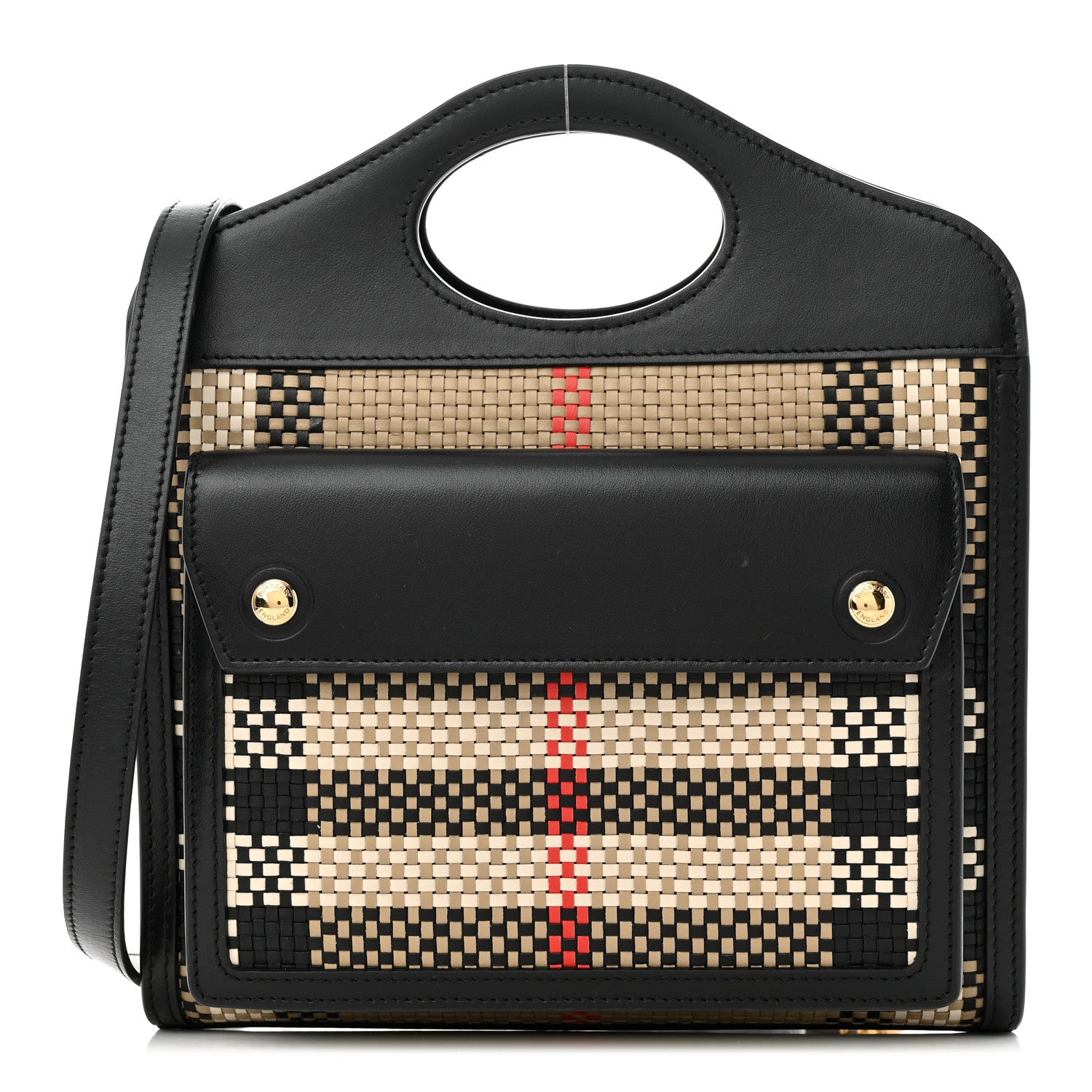 Burberry Calfskin Check Mini Pocket Bag Black 1 of 12