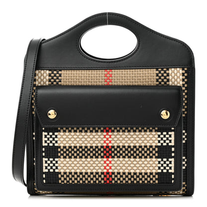 Burberry Calfskin Check Mini Pocket Bag Black 1 of 12