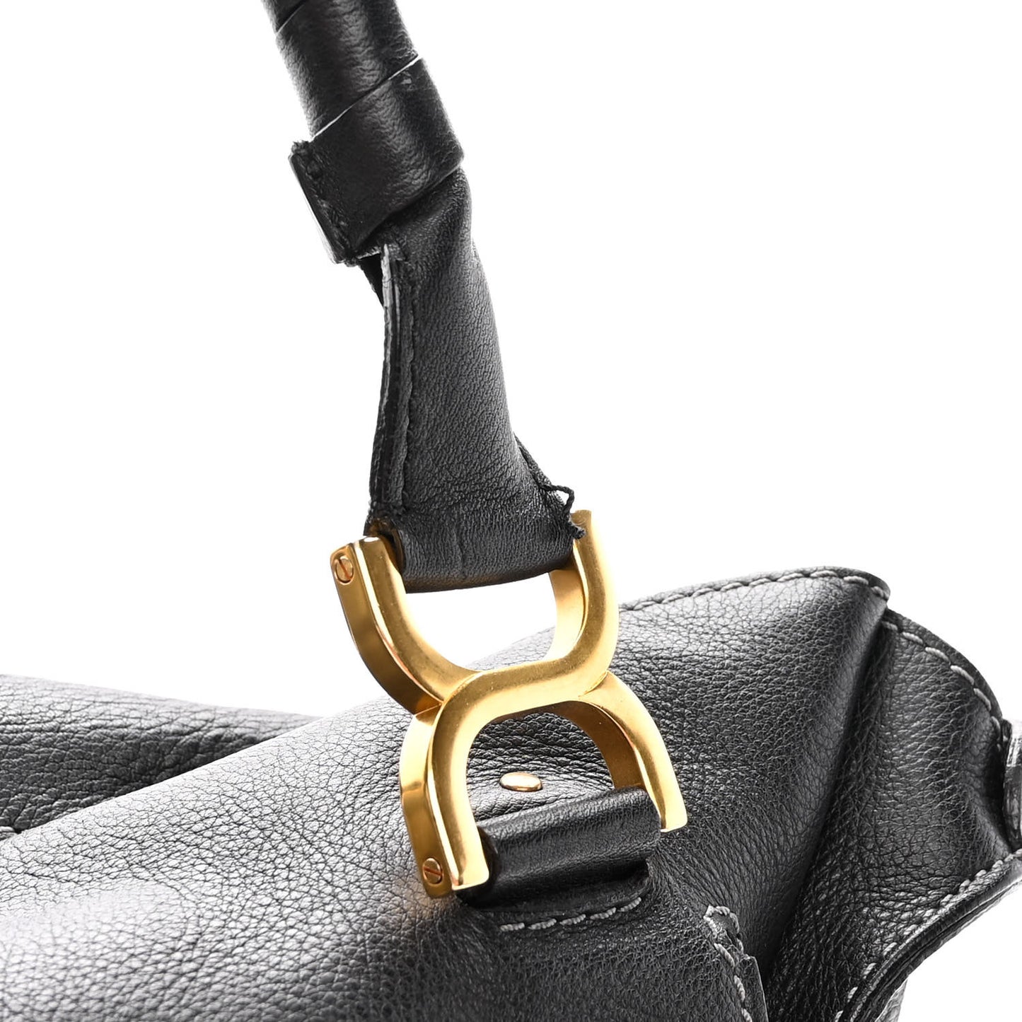 Calfskin Large Marcie Satchel Black
