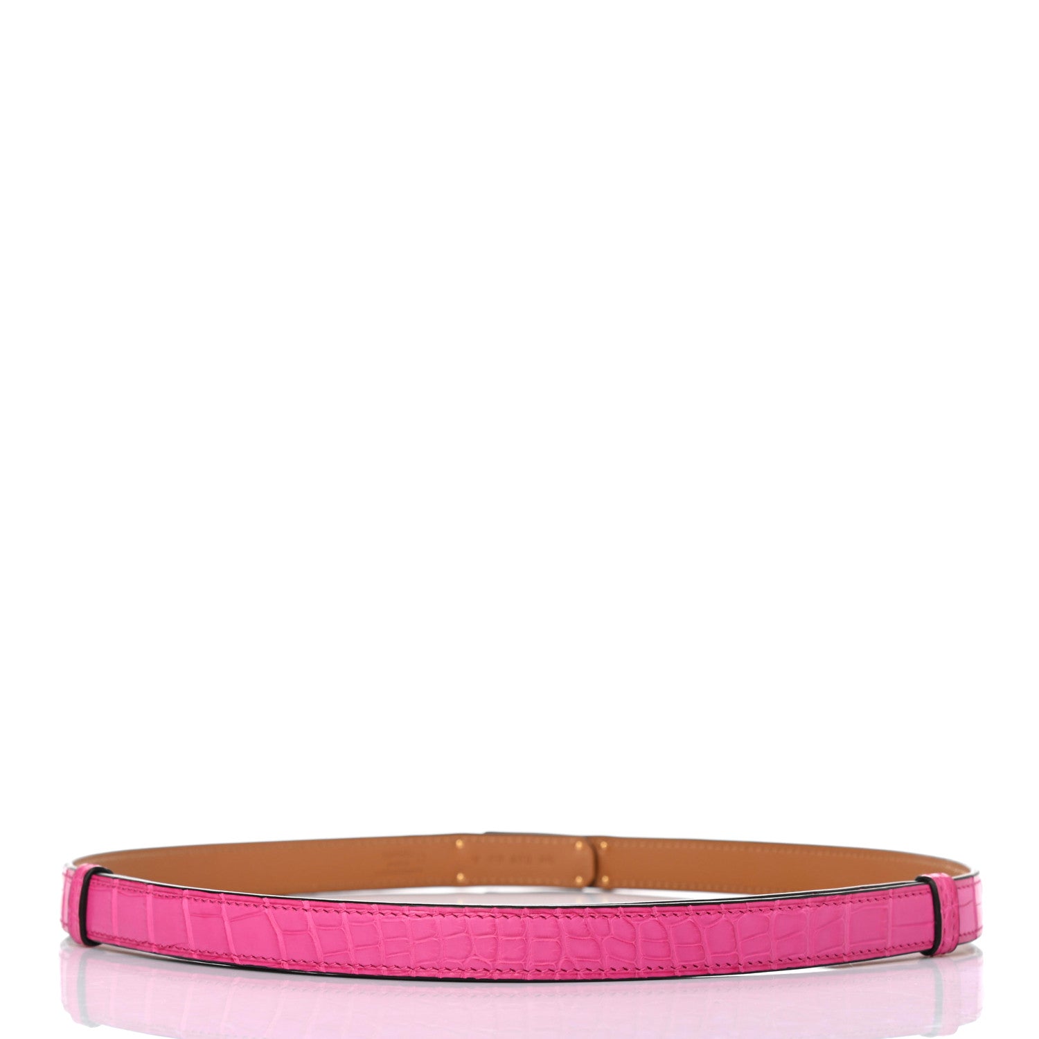 Hermes Matte Alligator Kelly Belt Rose Shocking 2 of 3