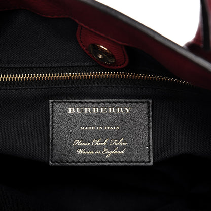 Burberry Derby Calfskin House Check Medium Banner Tote Russet Red 7 of 9