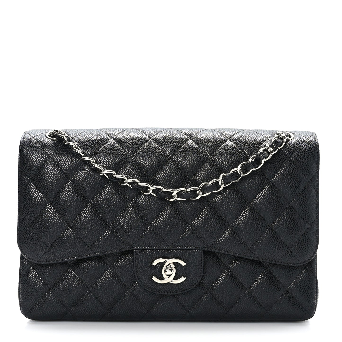 Caviar Quilted Jumbo Double Flap Black