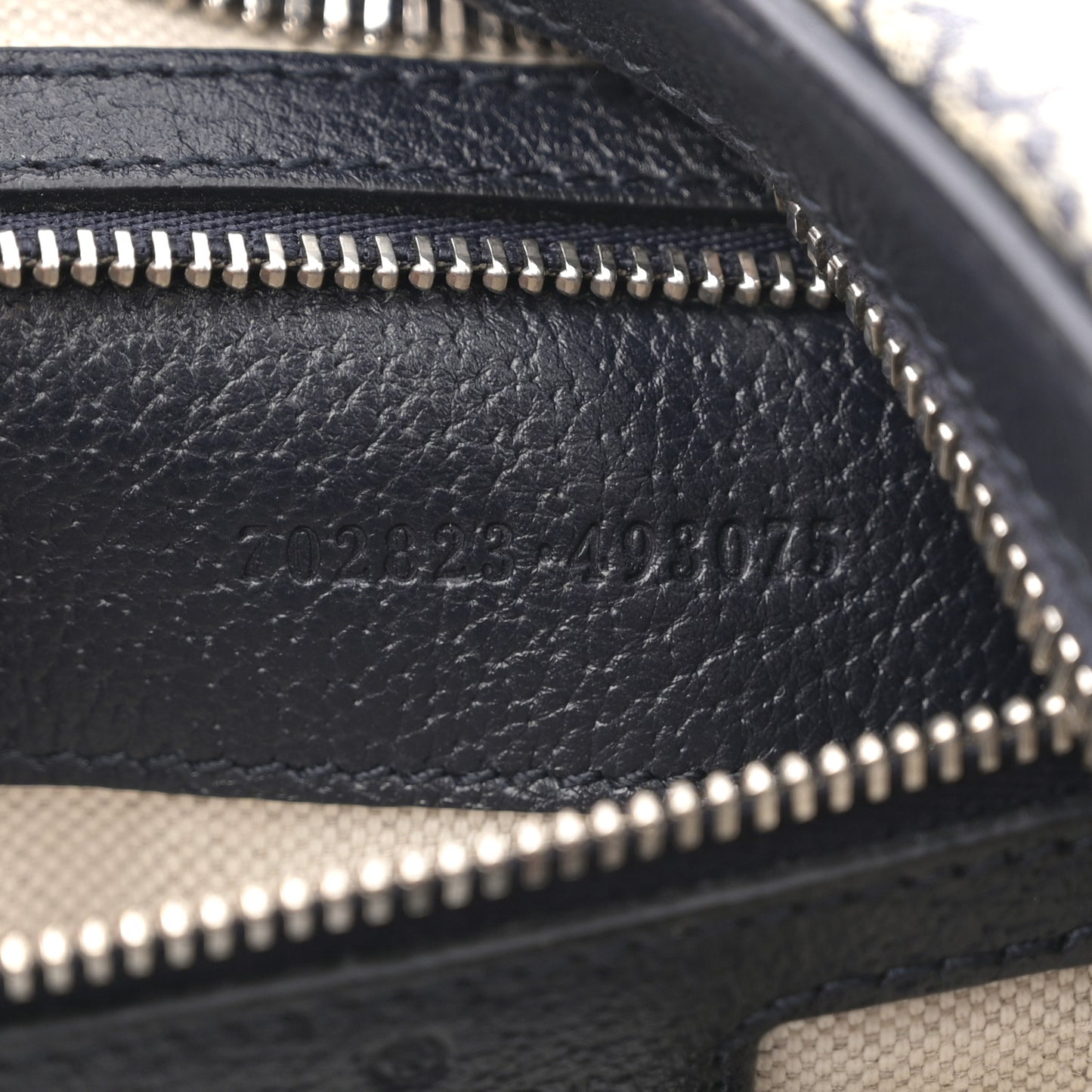 GG Supreme Monogram Textured Calfskin Web Large Attache Shoulder Bag Beige Blue