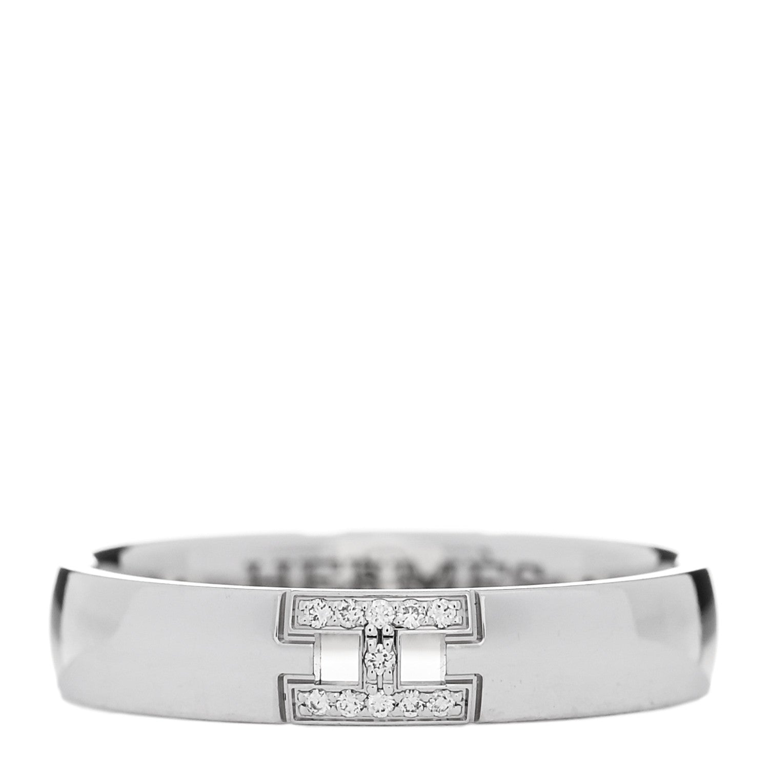Hermes 18K White Gold Diamond Ever Herakles Wedding Band Ring 50 5.25 1 of 4