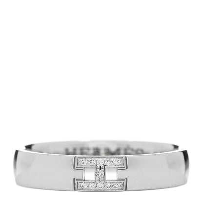 Hermes 18K White Gold Diamond Ever Herakles Wedding Band Ring 50 5.25 1 of 4