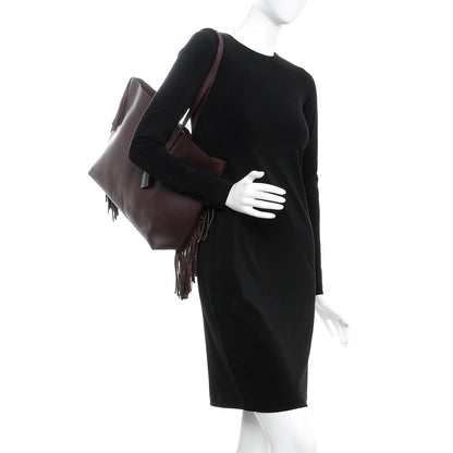 Saint Laurent Calfskin Large Fringe Shopping Tote Amaranto 3 of 7