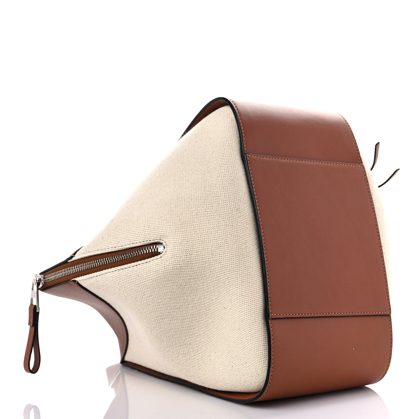 Calfskin Canvas Medium Hammock Shoulder Bag Natural Tan