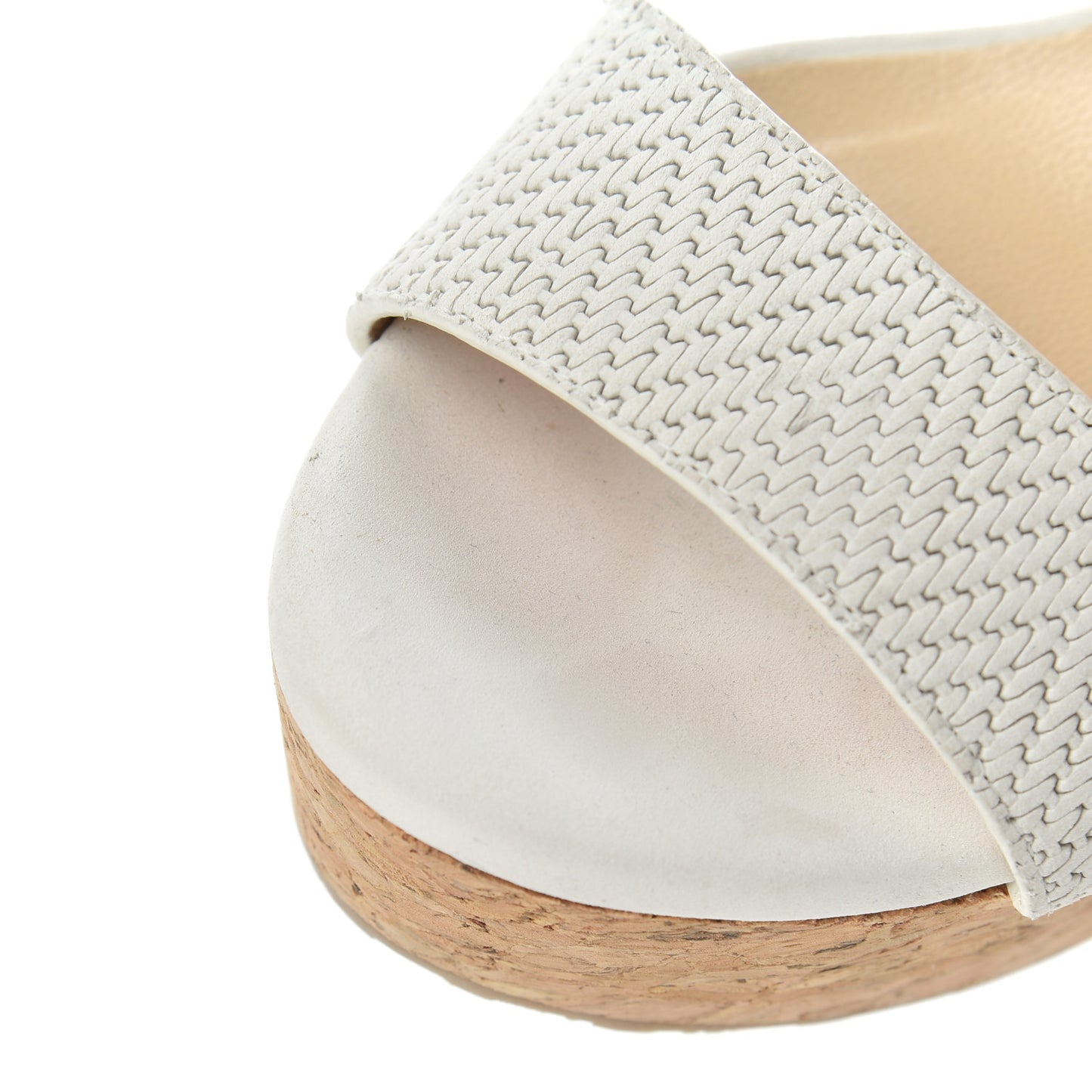 Nubuck Embossed Cork Portia 120 Wedge Sandals 37 Latte