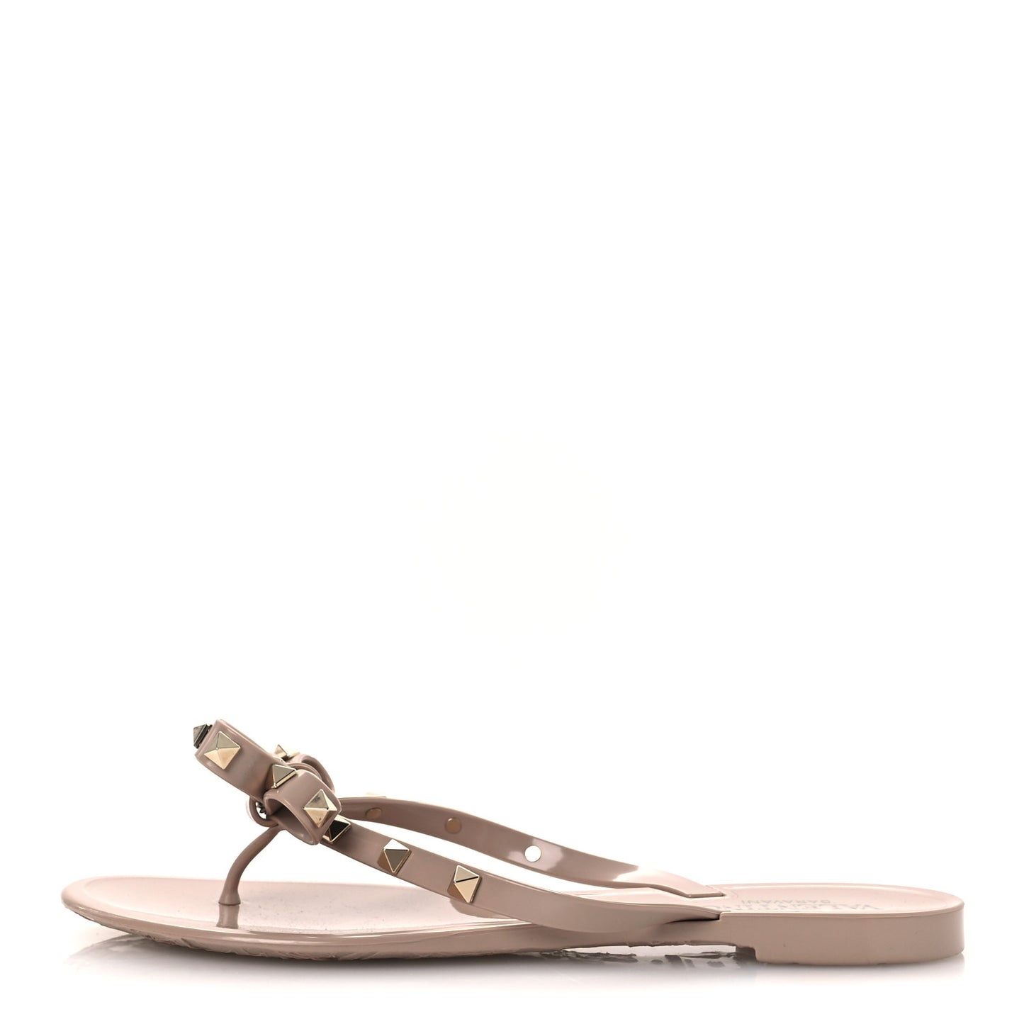 PVC Jelly Rockstud Bow Thong Sandals 39 Poudre