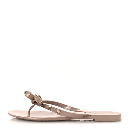 Valentino Garavani PVC Jelly Rockstud Bow Thong Sandals 39 Poudre 1 of 10