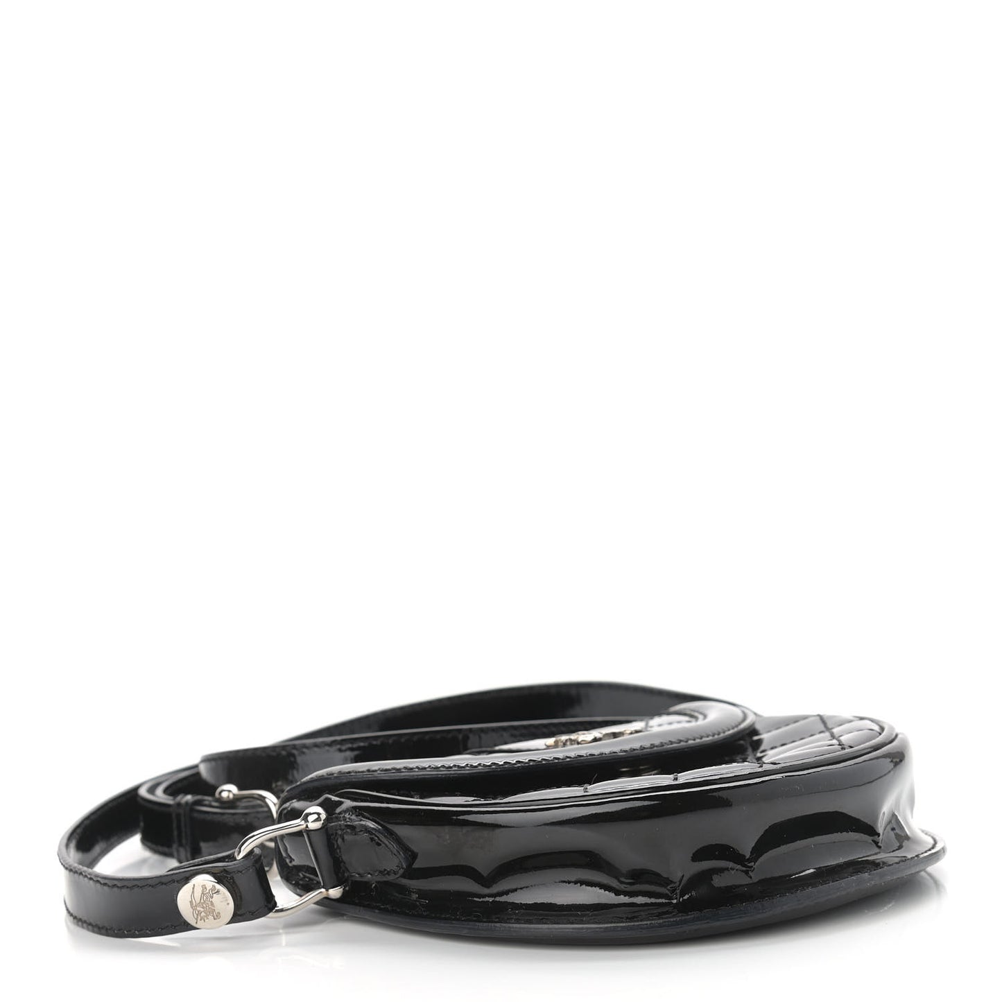 Patent Calfskin Quilted Mini Crossbody Bag Black
