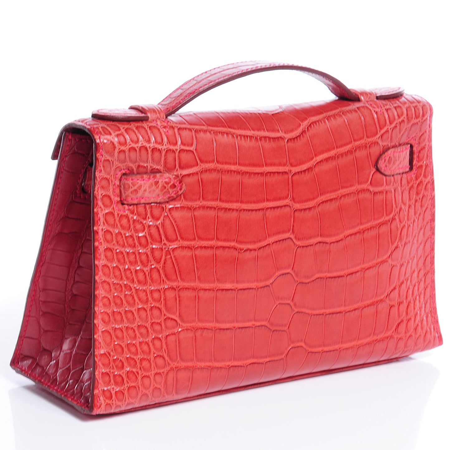 Matte Alligator Kelly Pochette Bougainvillea