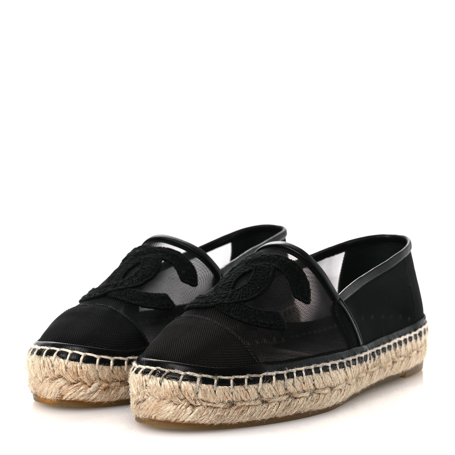 Chanel Mesh Grosgrain CC Espadrilles 35 Black 4 of 11