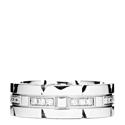 Cartier 18K White Gold Diamond Tank Francaise Band Ring 48 4.5 1 of 4