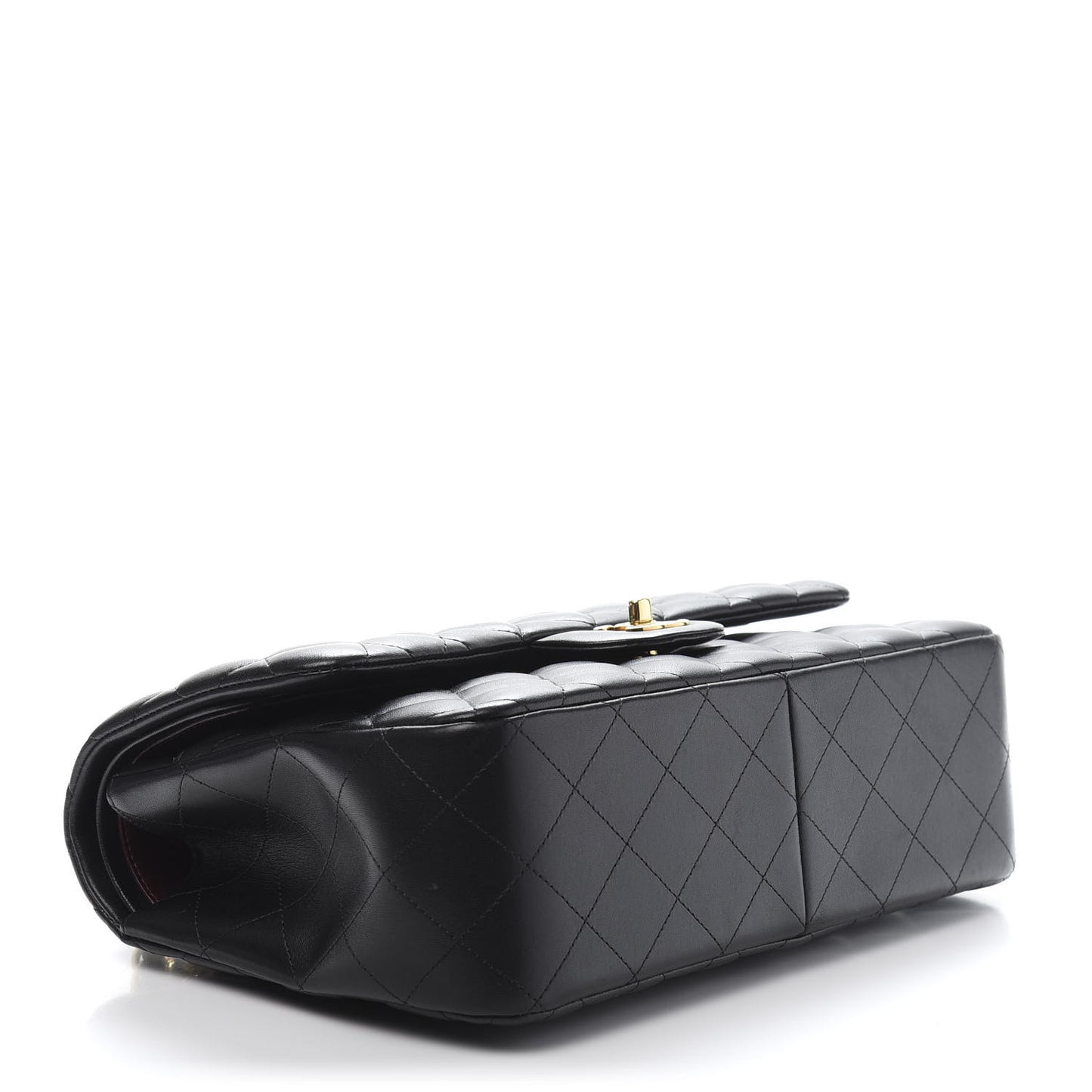 Lambskin Quilted Jumbo Double Flap Black