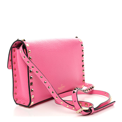 Valentino Garavani Pebbled Calfskin Medium Rockstud Flip Lock Crossbody Bag Feminine Pink 3 of 9