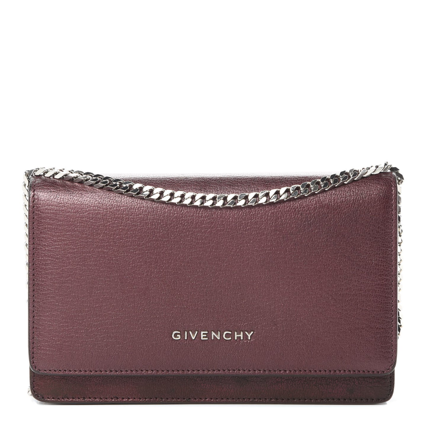 Metallic Sugar Goatskin Pandora Chain Wallet Bordeaux