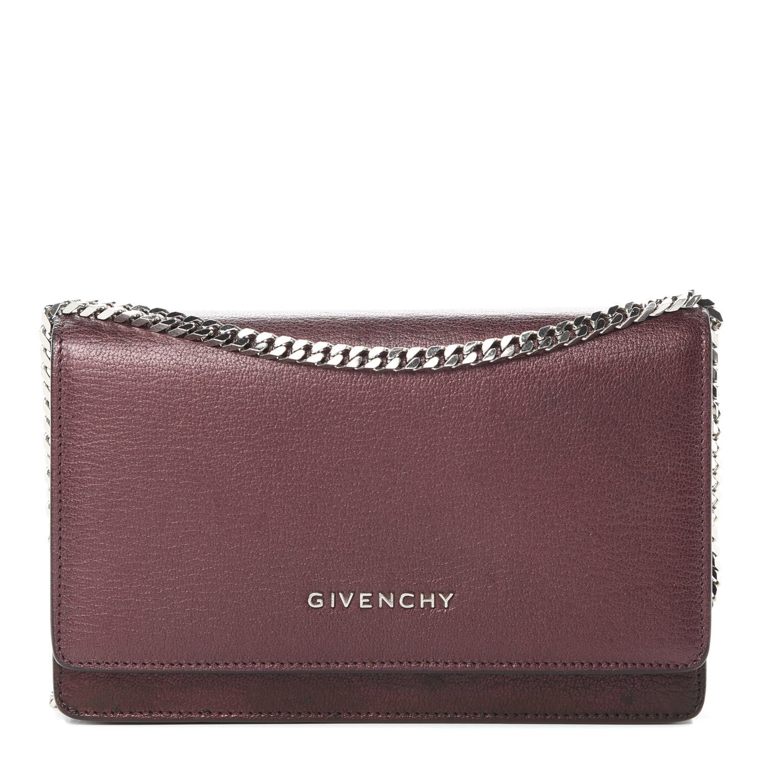 Givenchy Metallic Sugar Goatskin Pandora Chain Wallet Bordeaux 1 of 15