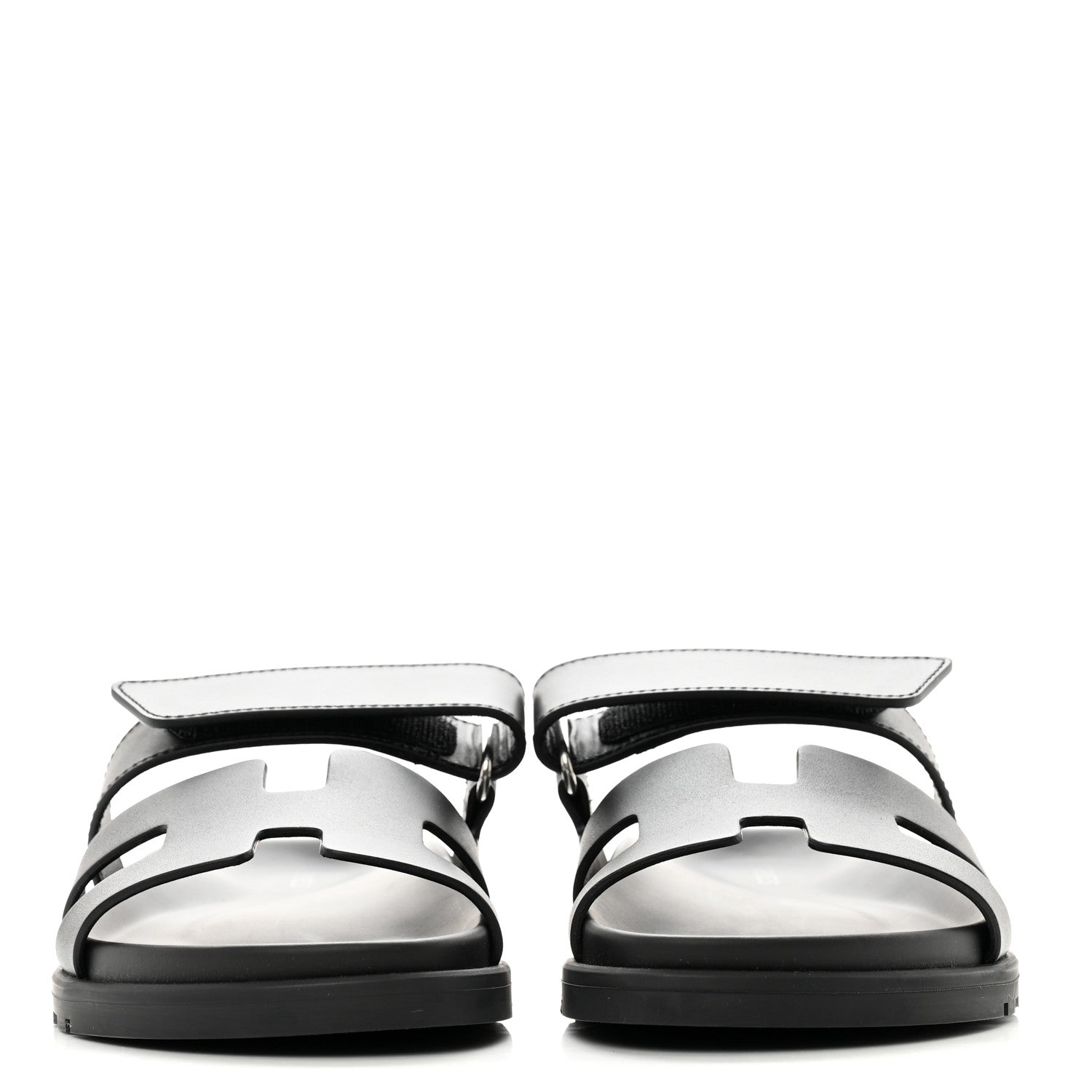 Hermes Calfskin Womens Chypre Sandals 35.5 Black 2 of 9