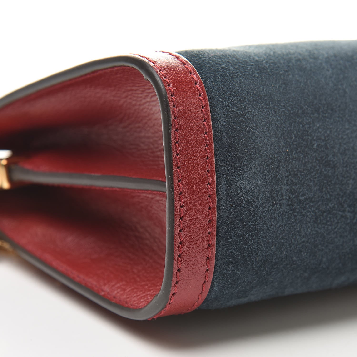 Gucci Suede Calfskin Web Small Ophidia Chain Shoulder Bag New Blue Romantic Cherry 9 of 12
