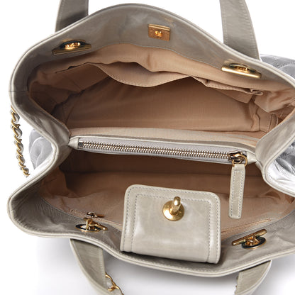 Chanel Calfskin Quilted Tote Light Grey 5 of 14