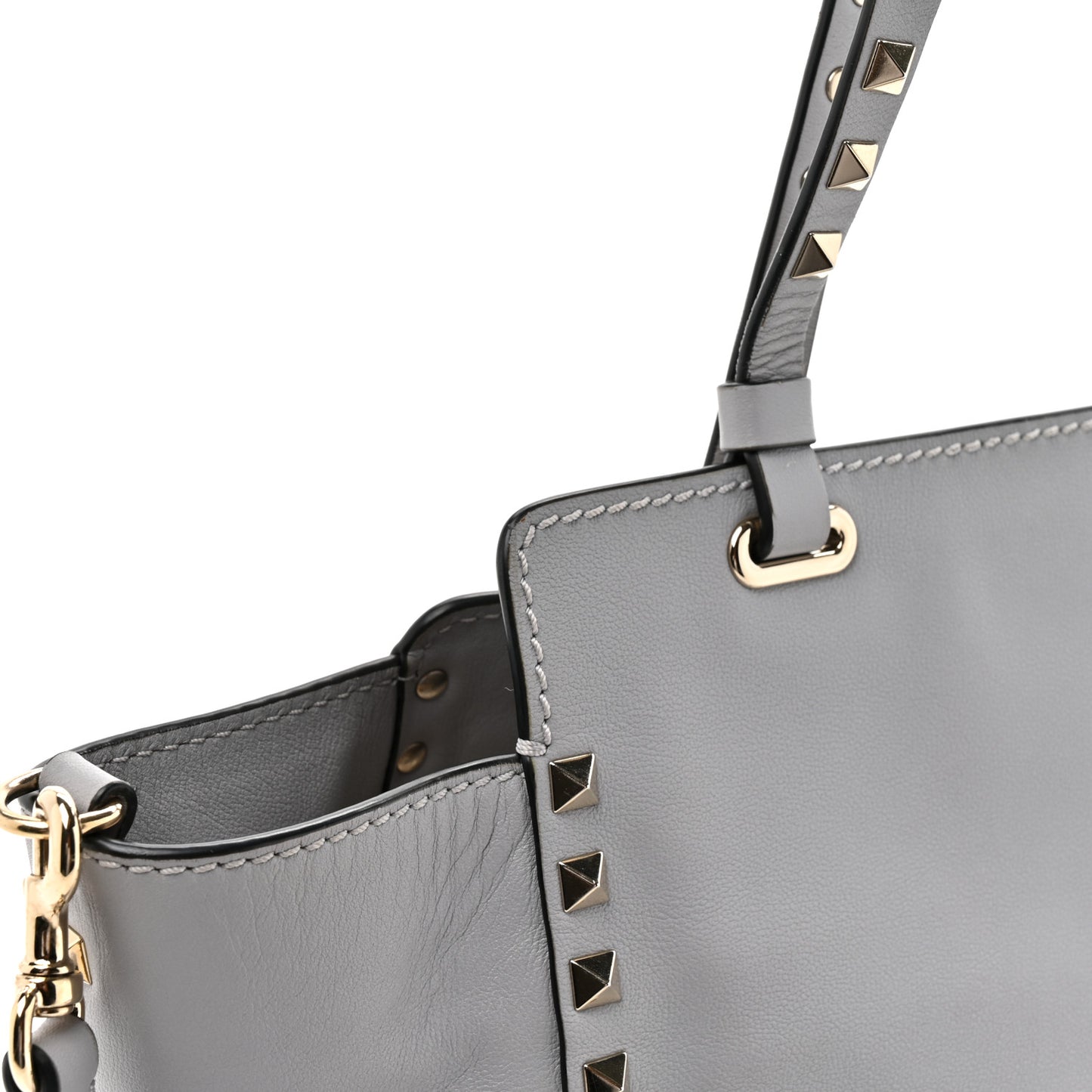 Vitello Small Rockstud Tote Grey