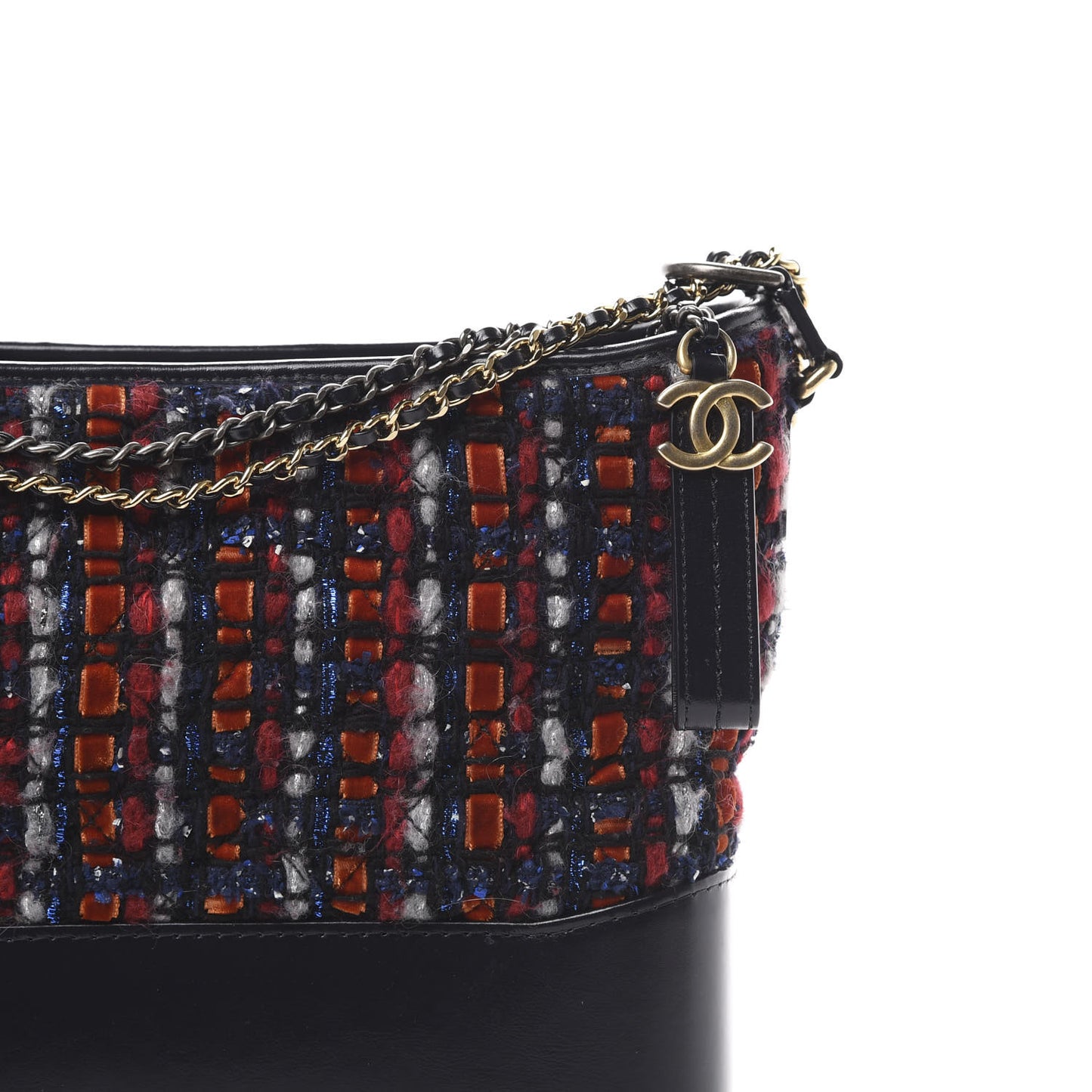 Tweed Calfskin Medium Gabrielle Hobo Black Red Blue
