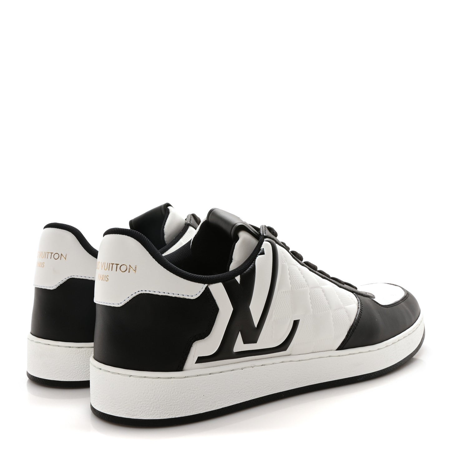 Calfskin Maxi Damier Mens Rivoli Sneakers 8.5 Black White