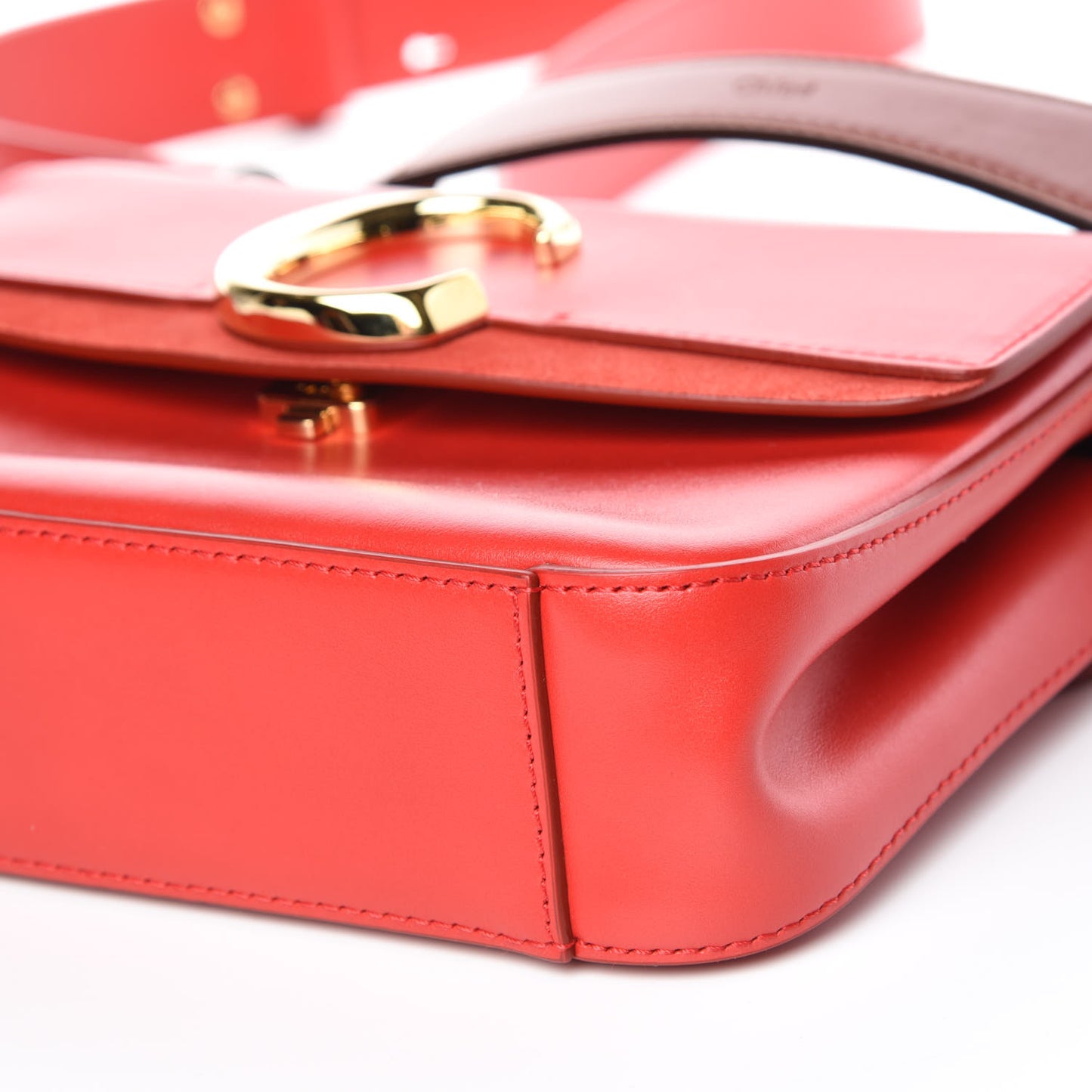 Calfskin Small C Double Carry Plaid Red