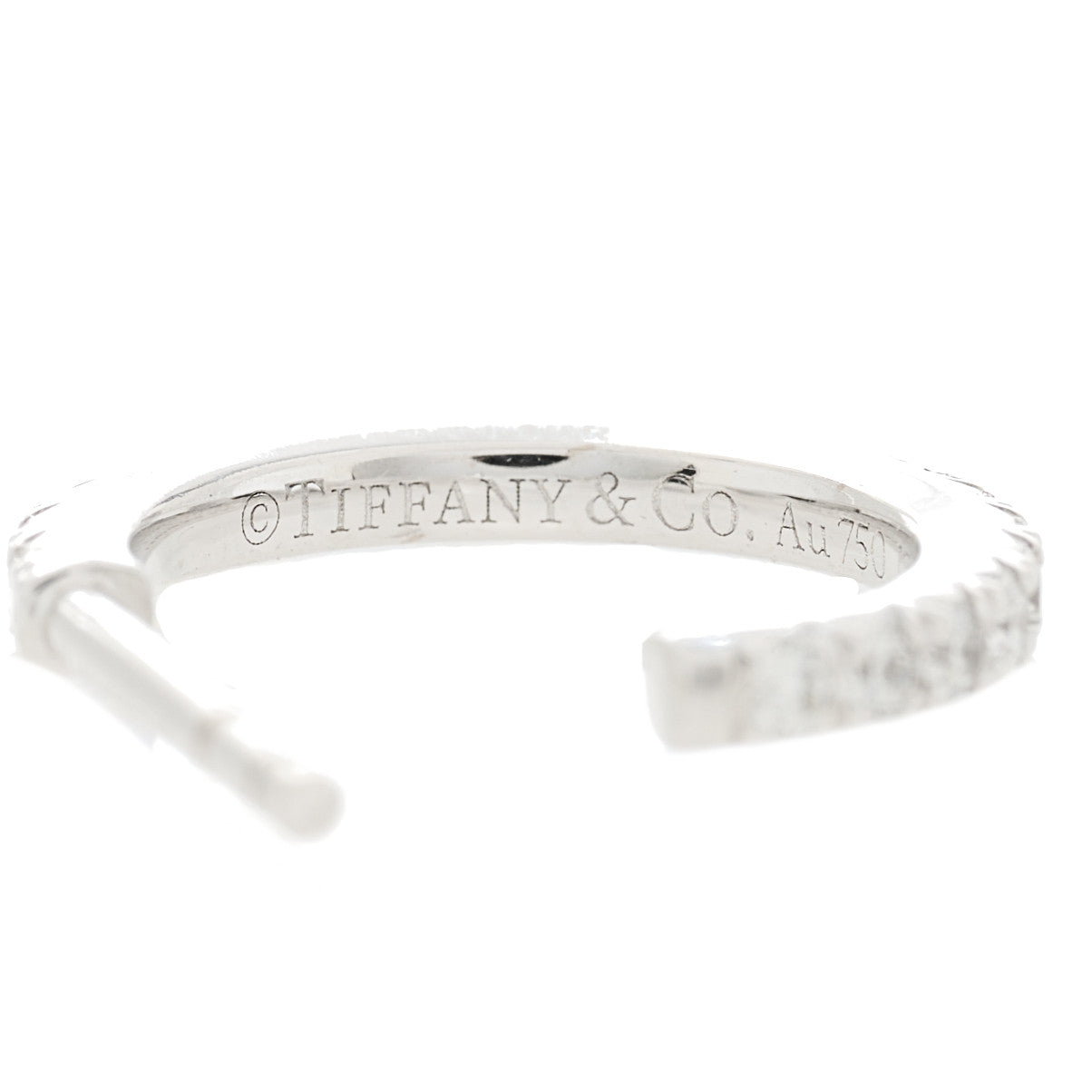 Tiffany 18K White Gold Diamond Small Metro Hoop Earrings 4 of 6