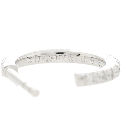 Tiffany 18K White Gold Diamond Small Metro Hoop Earrings 4 of 6