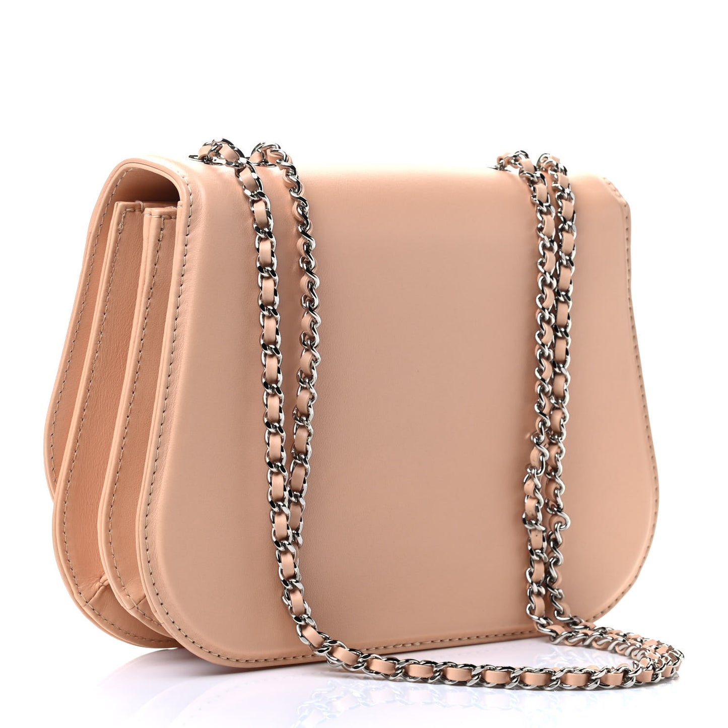 Calfskin Medium Braided Chic Flap Beige
