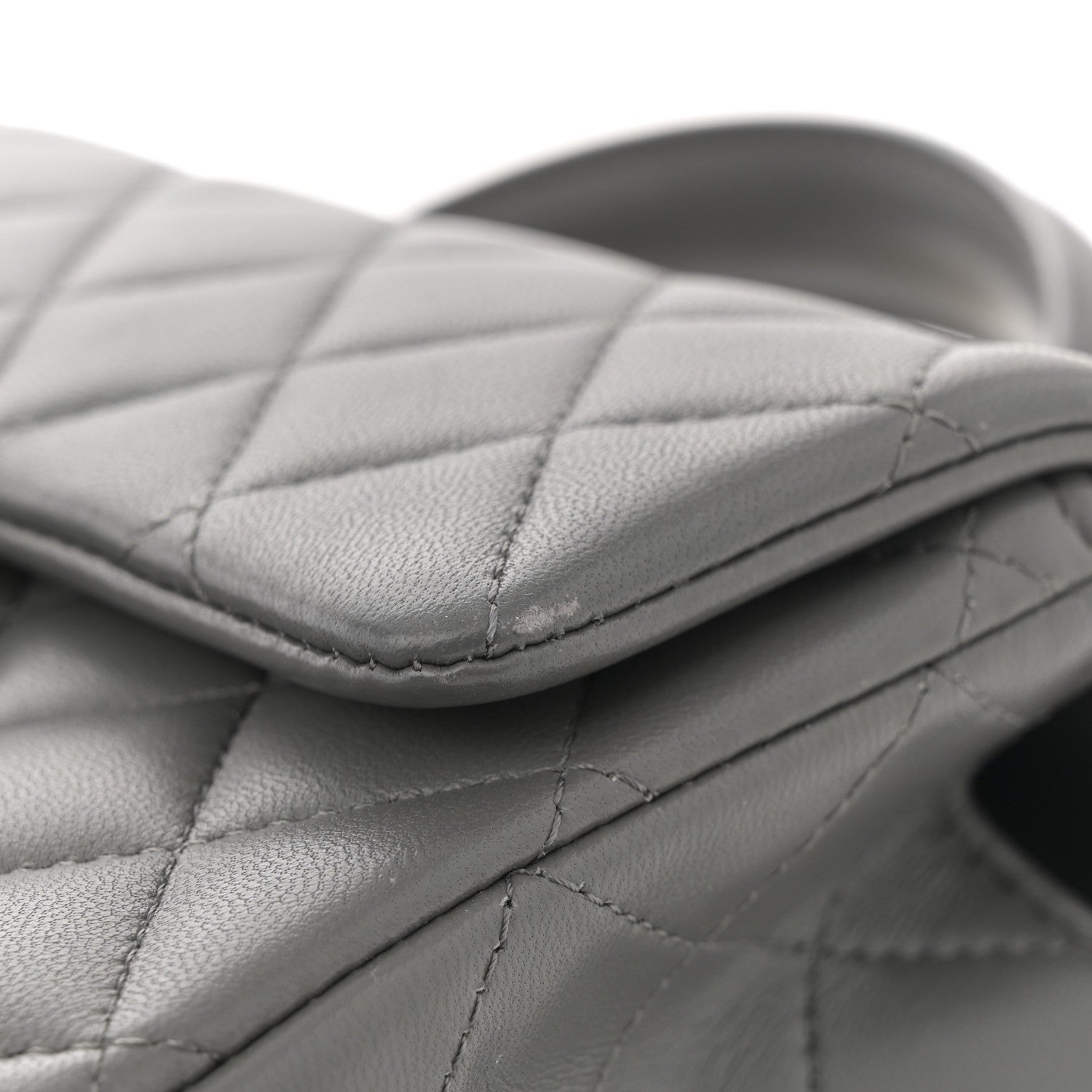 Chanel Lambskin Quilted Mini Top Handle Rectangular Flap Grey 10 of 12