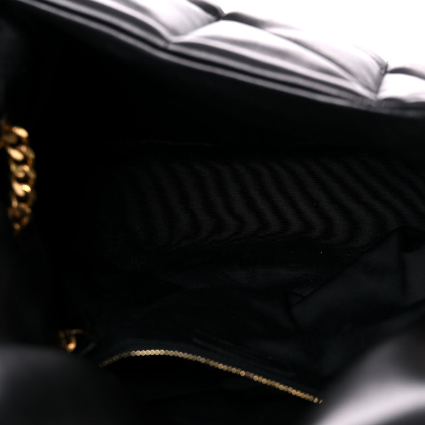 Lambskin Quilted Medium Loulou Puffer Monogram Chain Satchel Black