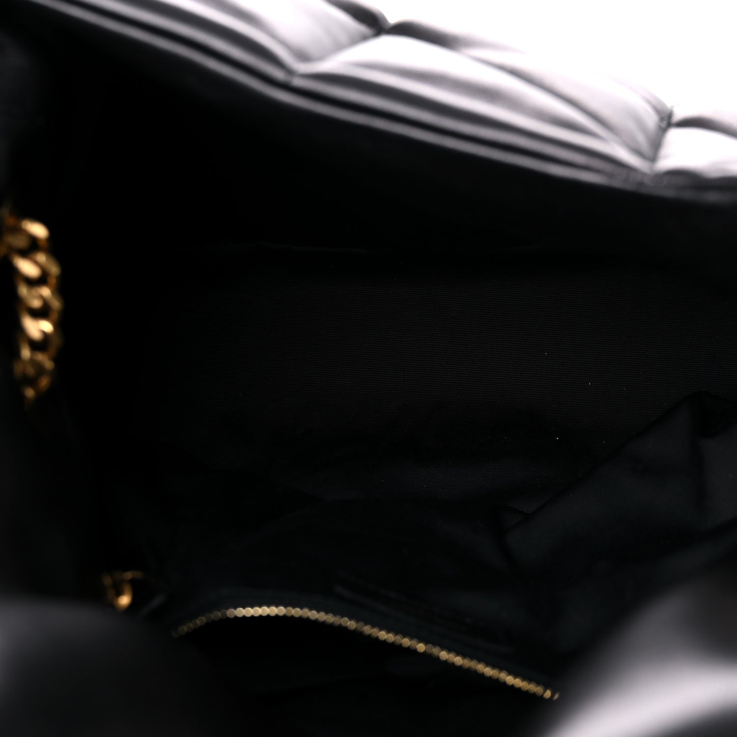 Saint Laurent Lambskin Quilted Medium Loulou Puffer Monogram Chain Satchel Black 5 of 15