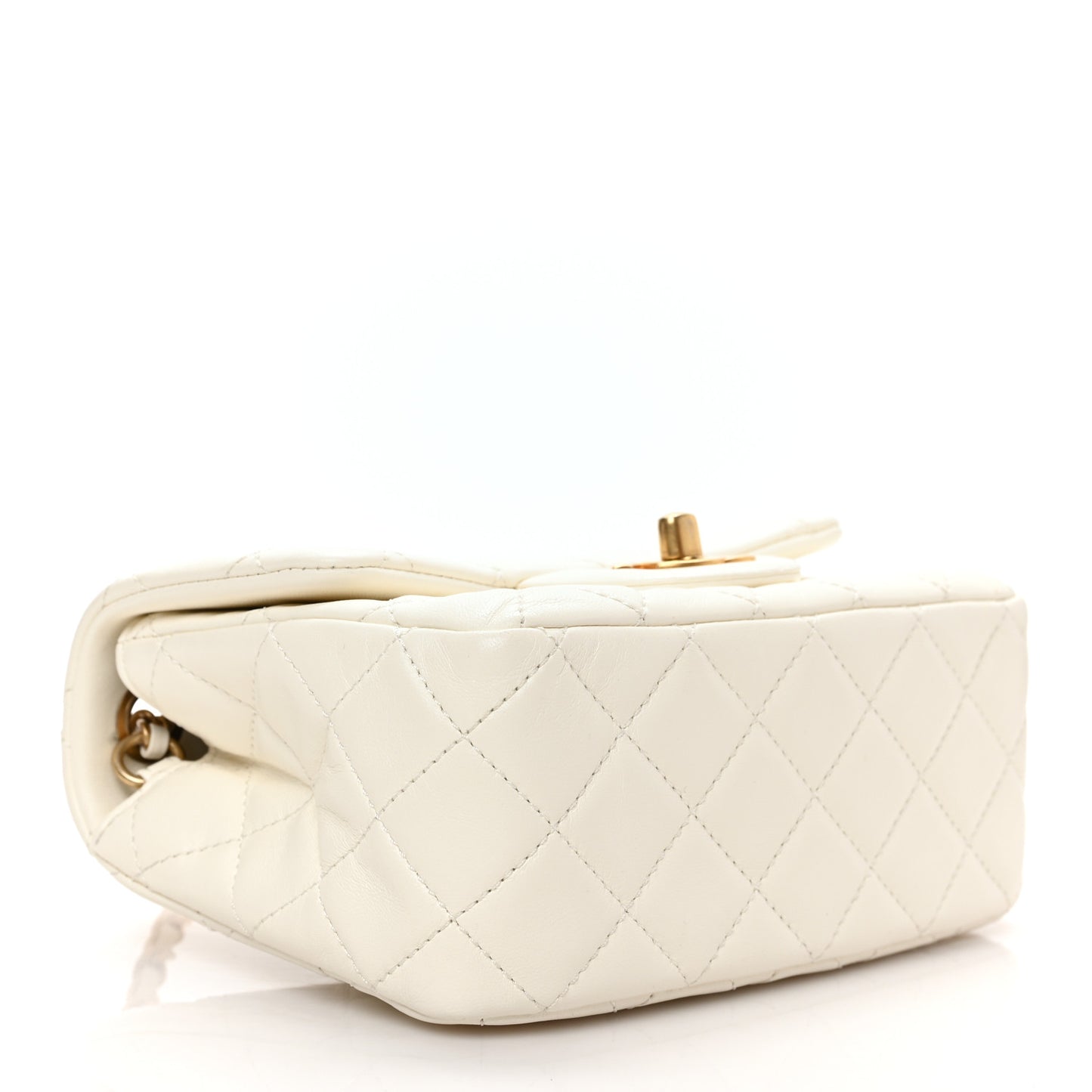 Lambskin Quilted Mini Pearl Crush Flap White