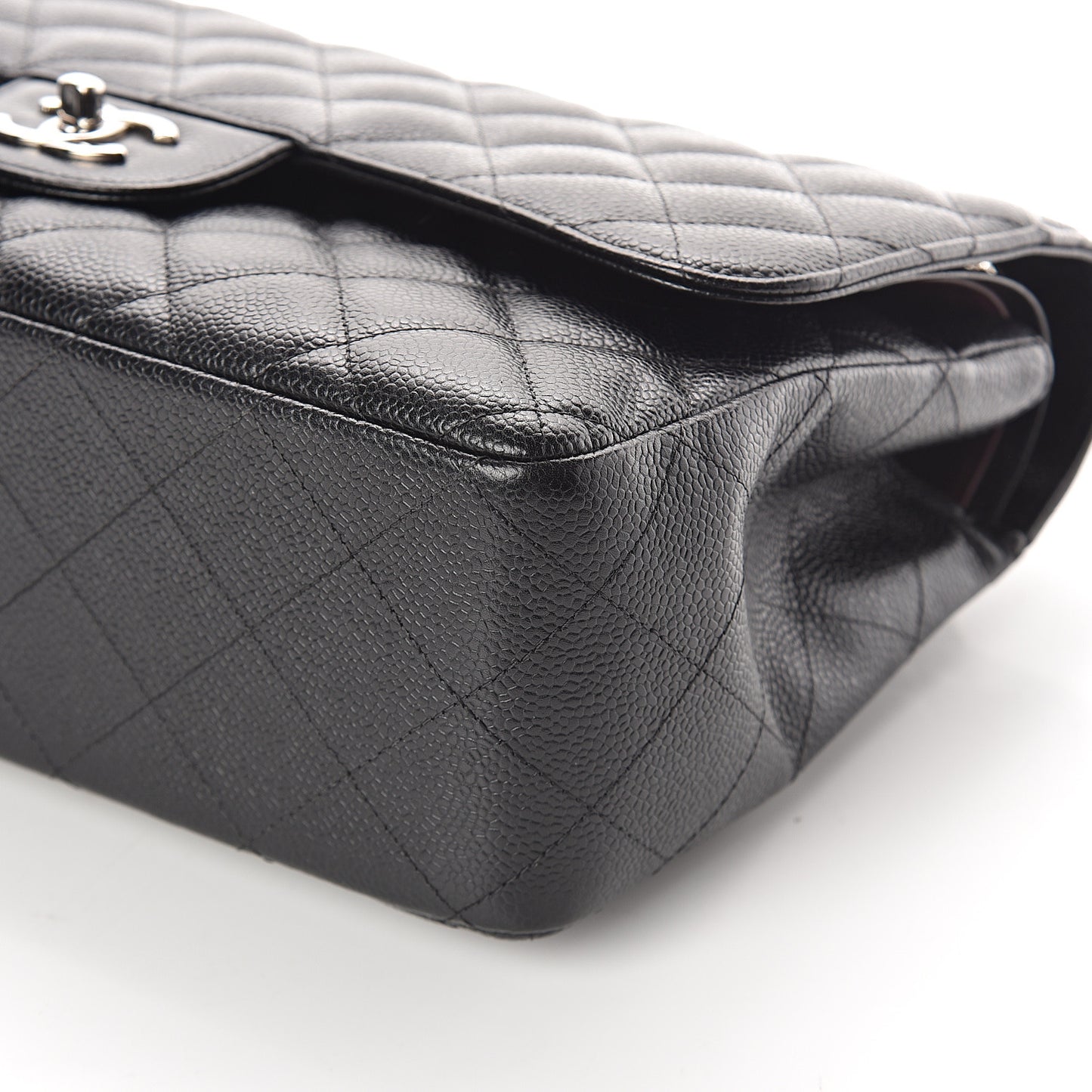 Caviar Quilted Jumbo Double Flap Black