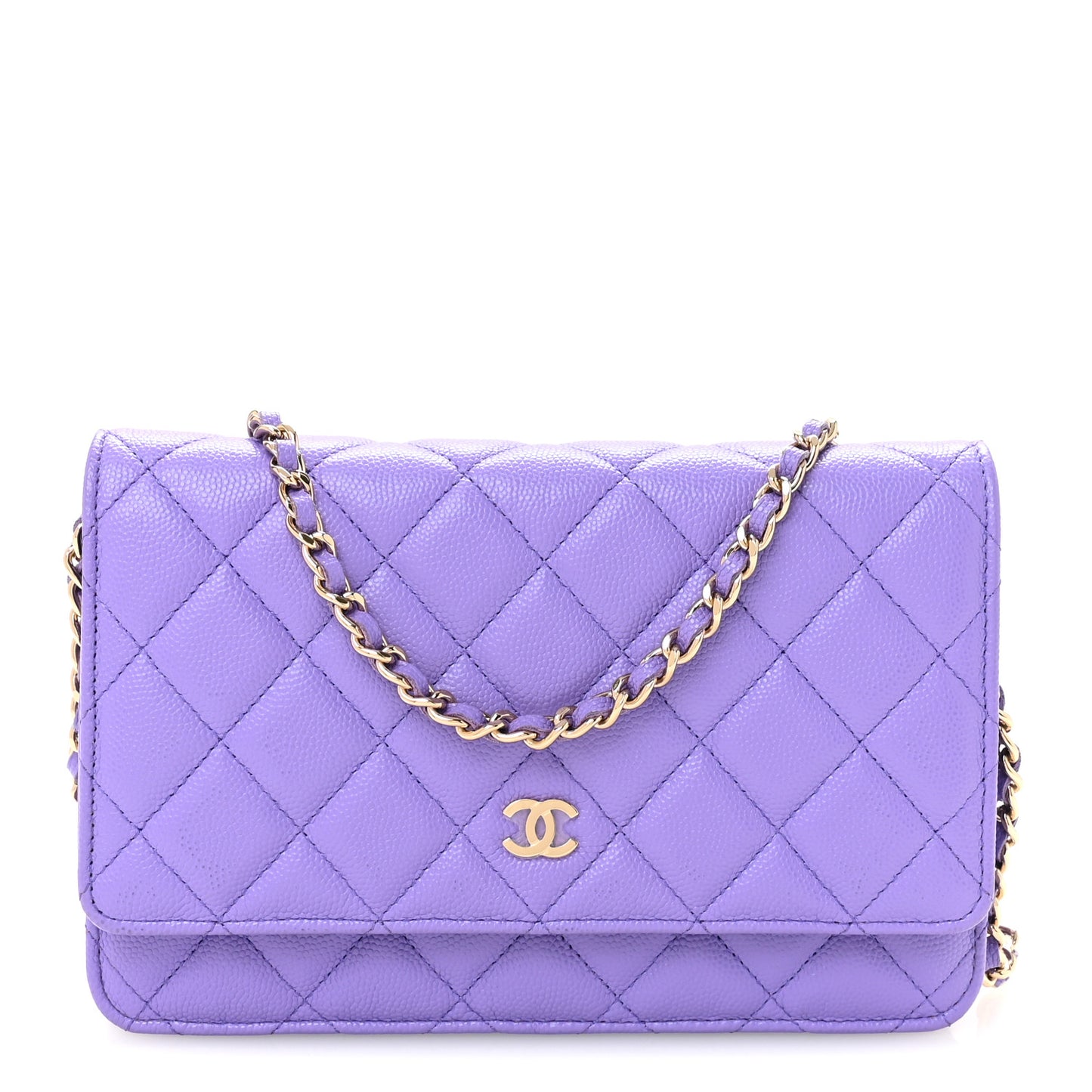 Caviar Quilted Wallet On Chain WOC Purple