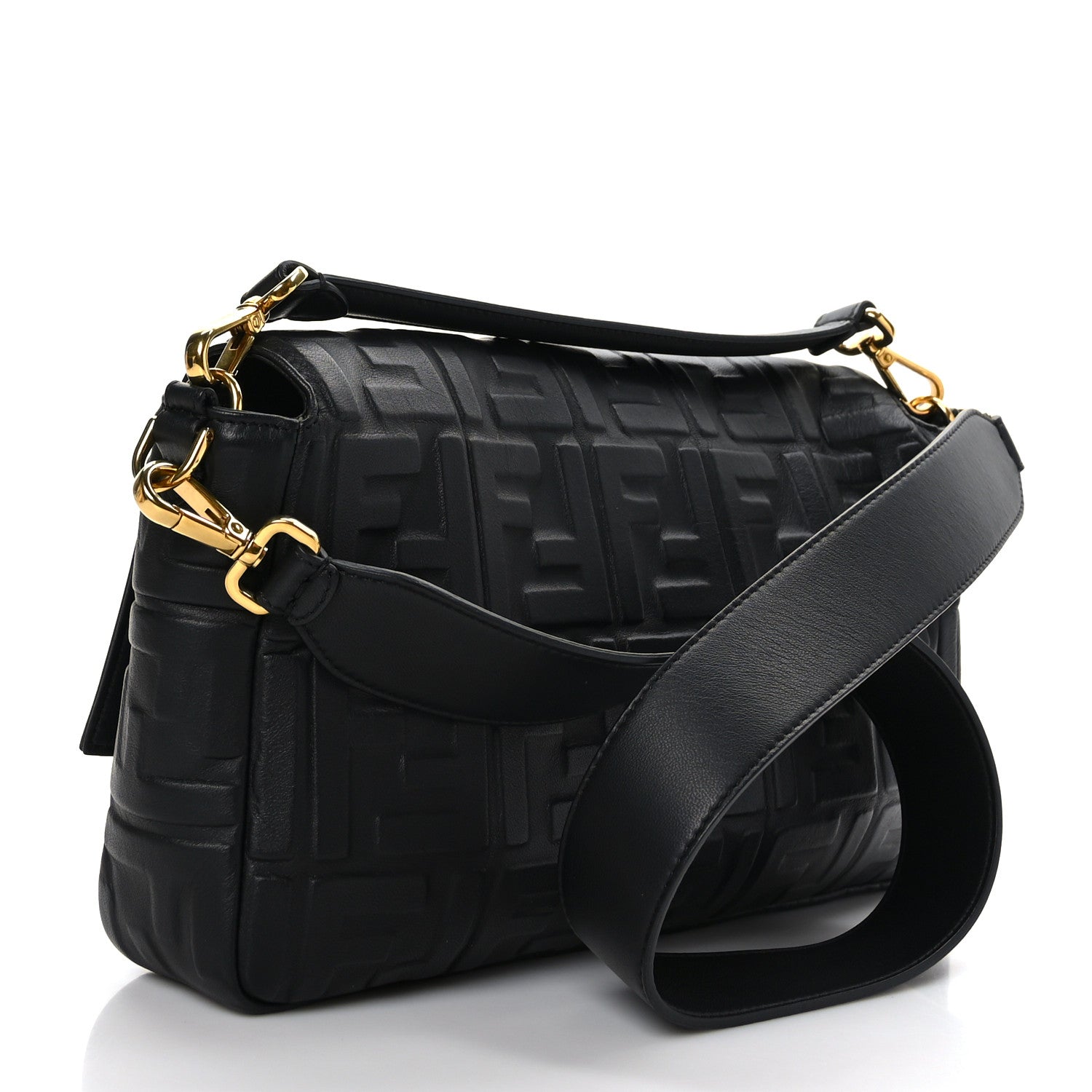 Fendi Nappa FF 1974 Embossed Large Baguette Black 3 of 8