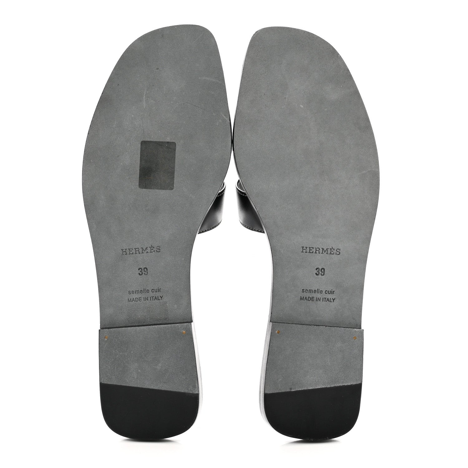 Hermes Box Calfskin Oran Sandals 39 Black 5 of 9