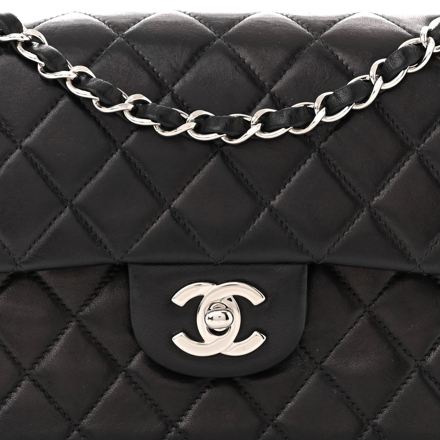 Lambskin Quilted Small Double Flap Black