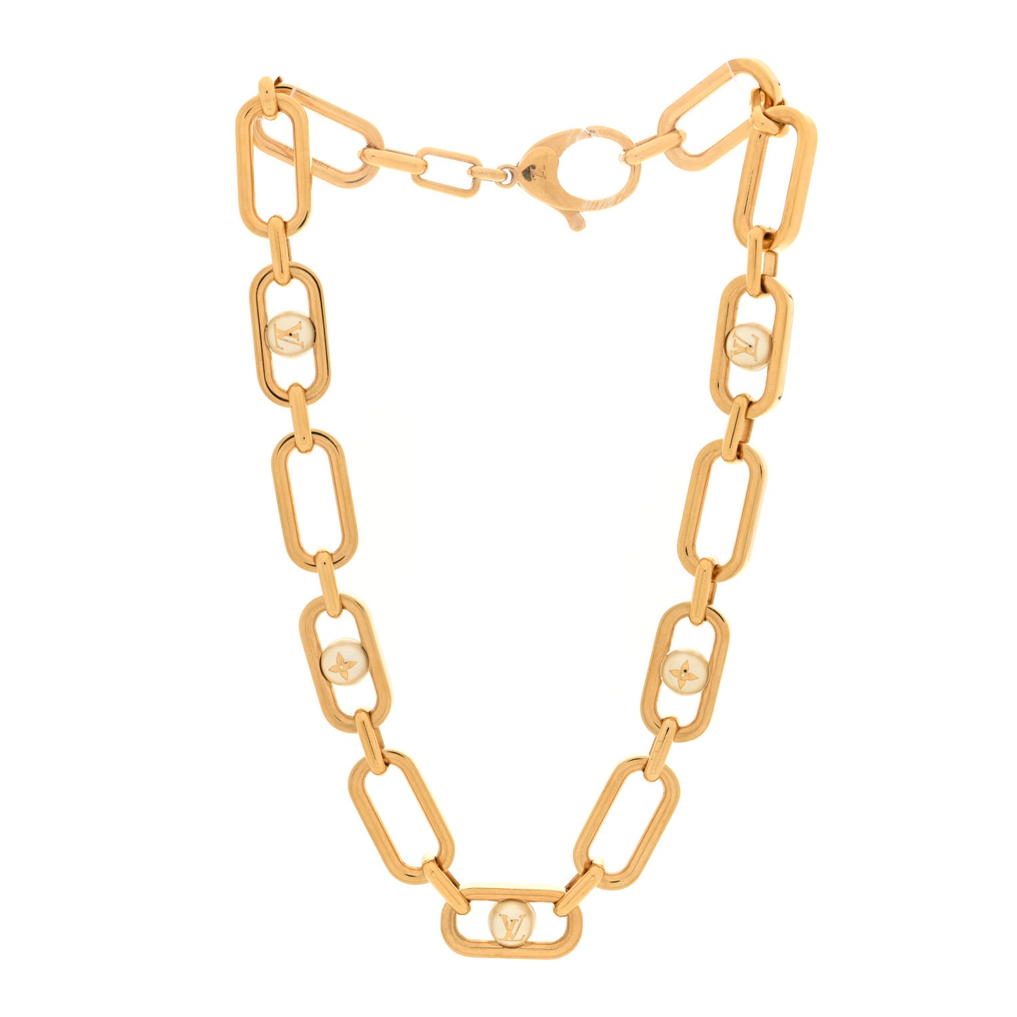 Metal My LV Chain Pearls Necklace Gold