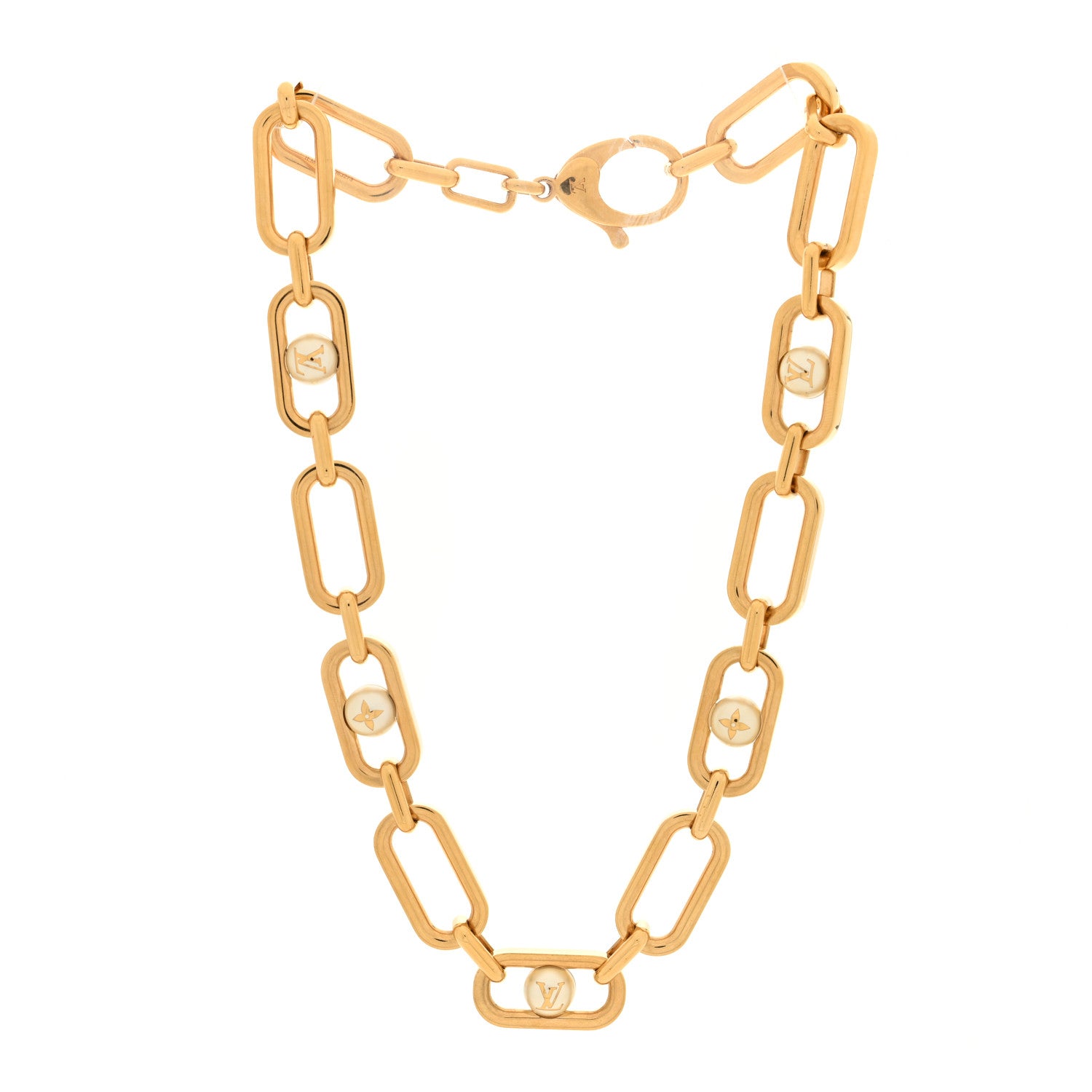 Louis Vuitton Metal My LV Chain Pearls Necklace Gold 3 of 4