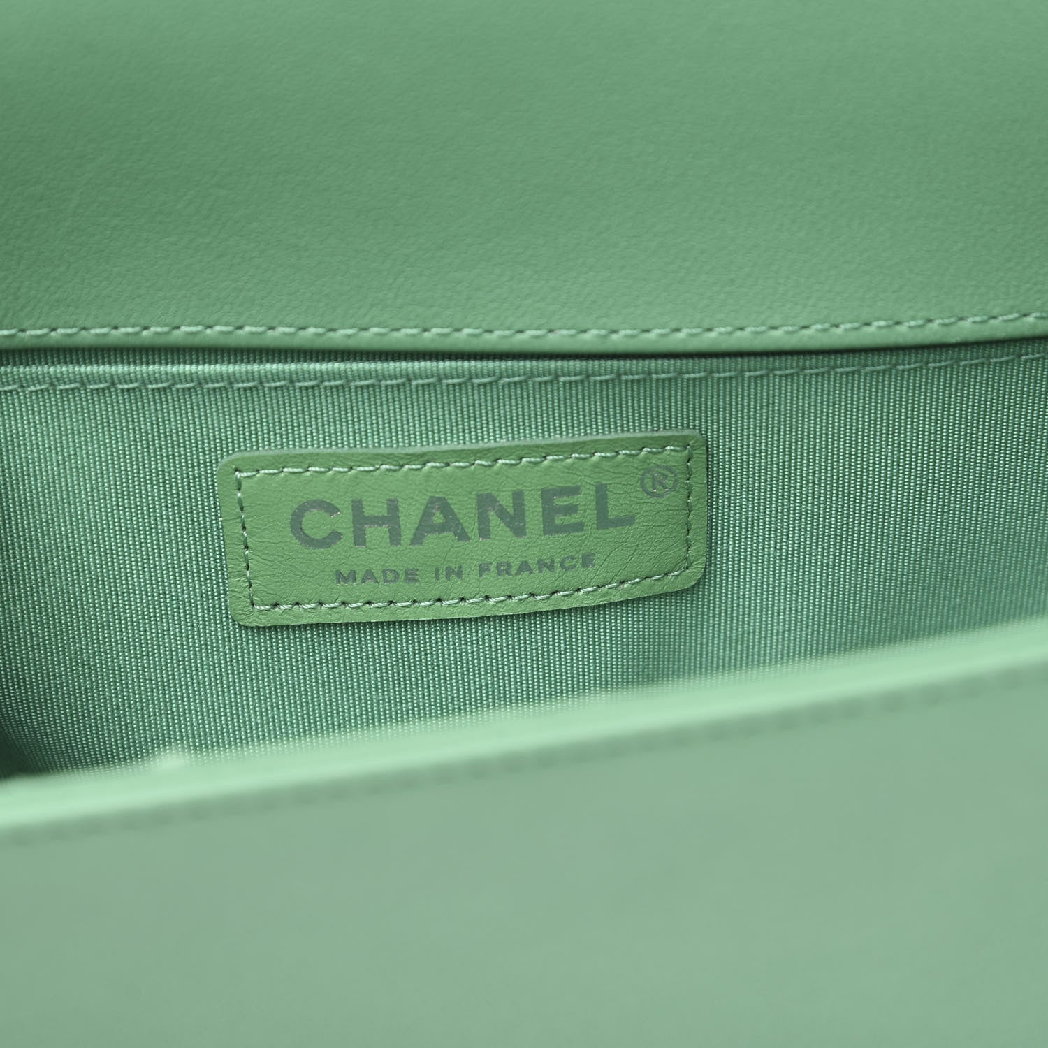 Chanel Lambskin Iridescent PVC Chevron Quilted Small Boy Flap Green Silver 5 of 12