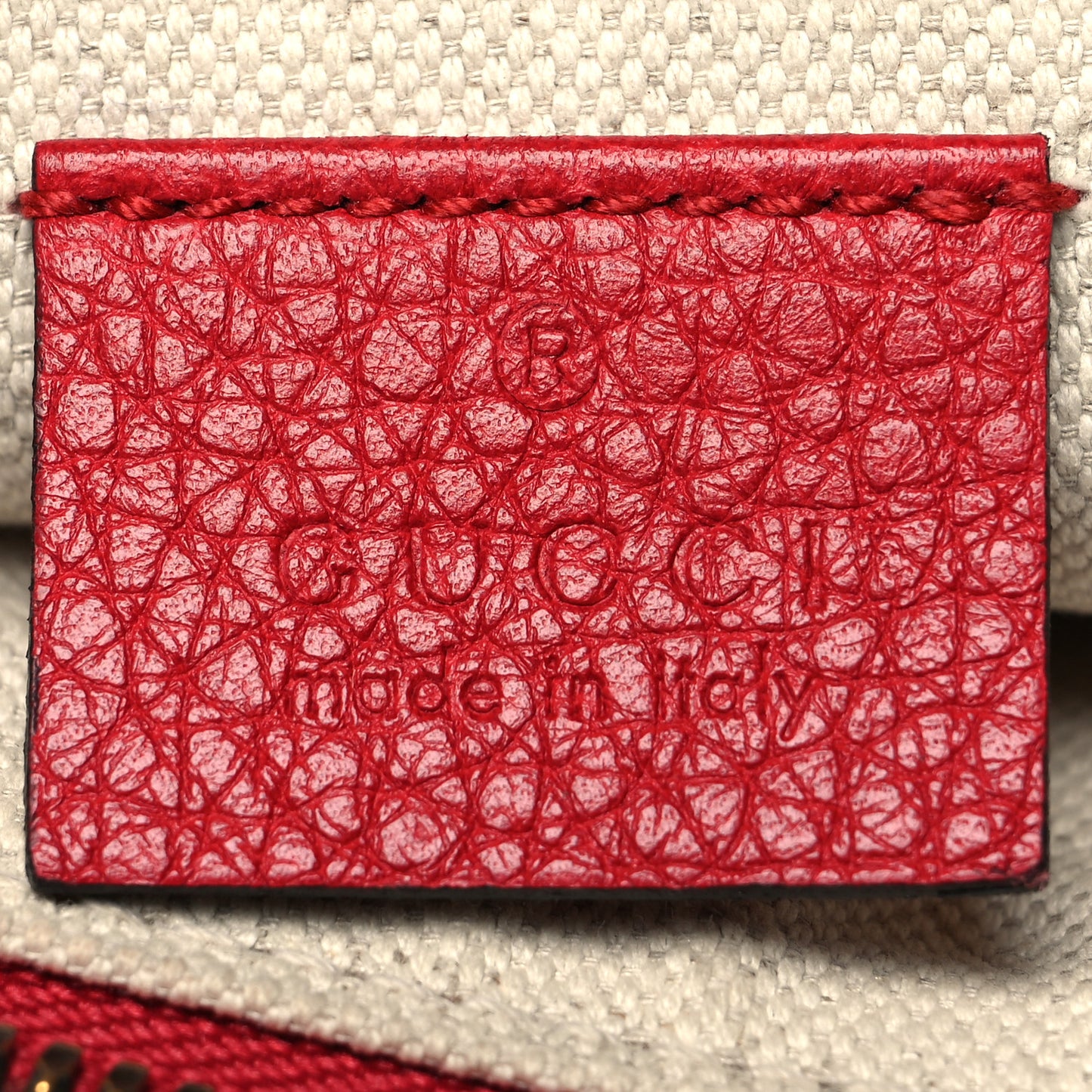 Grained Calfskin Small Logo Belt Bag Hibiscus Red