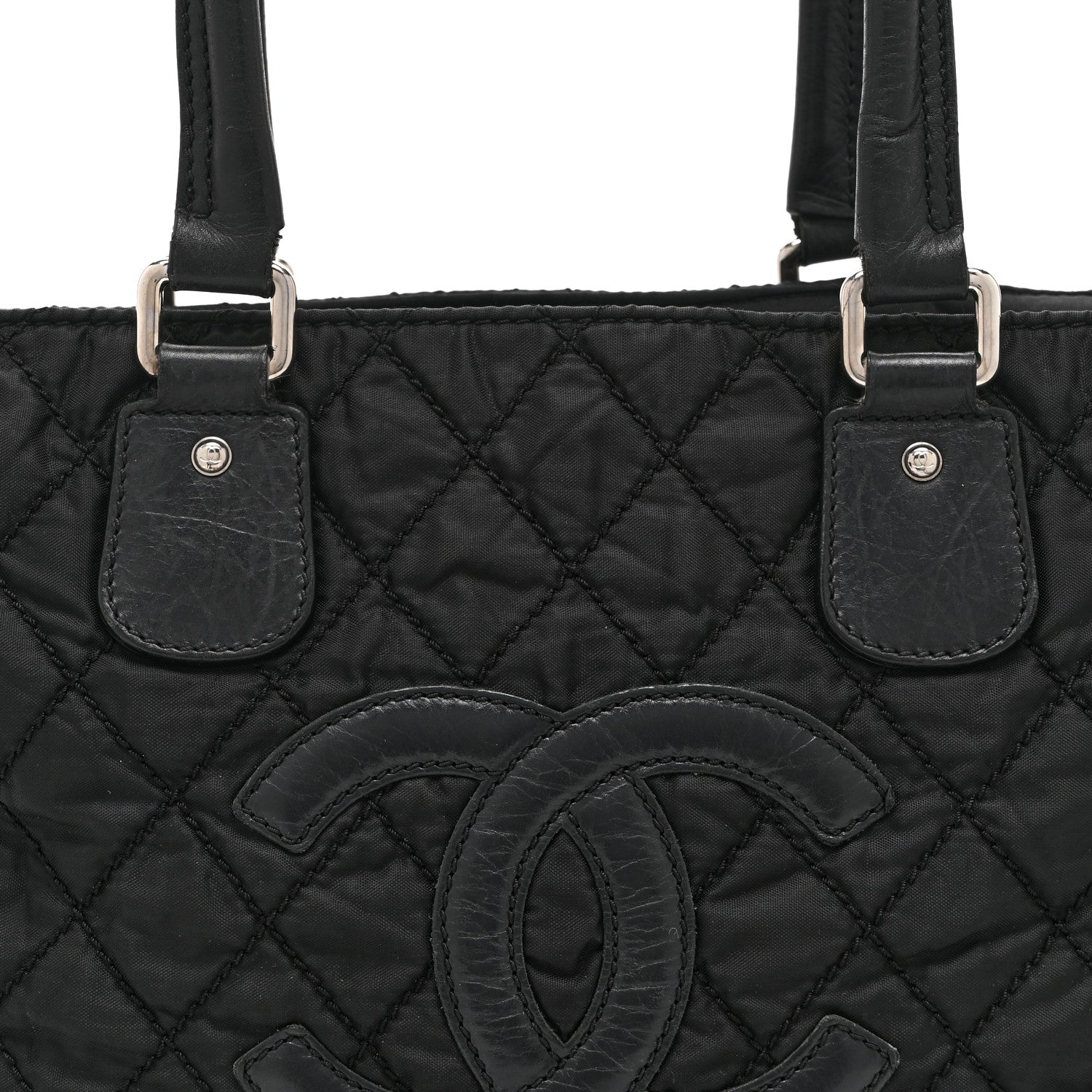Chanel Nylon Calfskin Quilted CC Paris New York Tote Bag Black 8 of 10