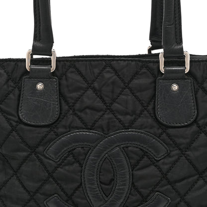 Chanel Nylon Calfskin Quilted CC Paris New York Tote Bag Black 8 of 10