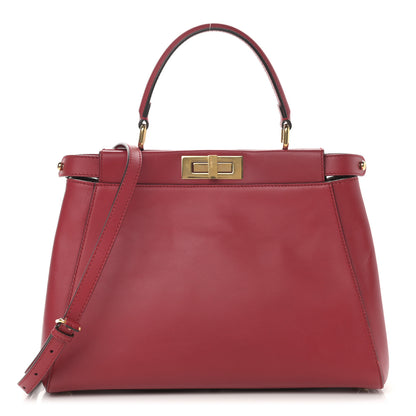 Fendi Vitello Morgan Fabric Jacquard Pequin Medium Peekaboo Iconic Satchel Mattone Tobacco Black 3 of 14