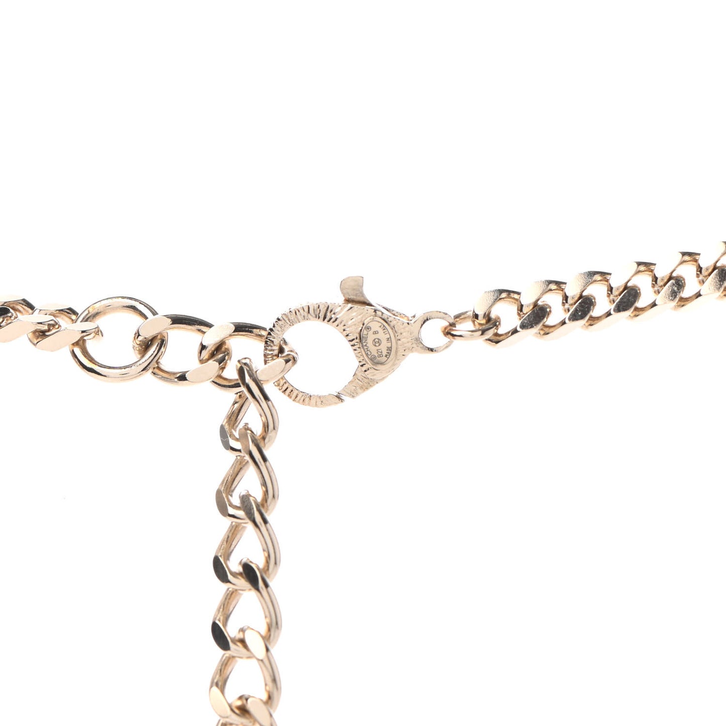 Crystal Pearl CC Necklace Gold